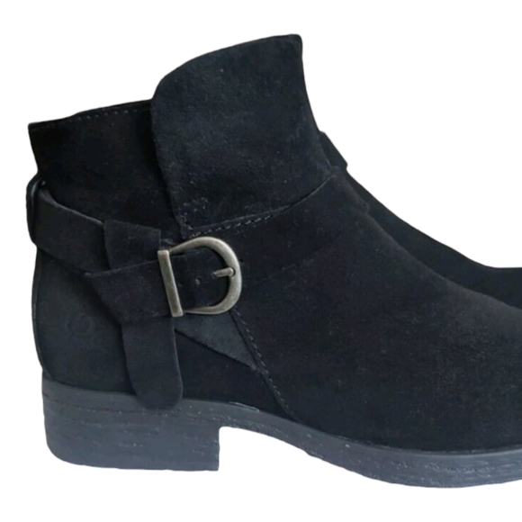 Born Syd Boots Women's 7.5M Black Suede Comfort Buckle Moto Biker Ankle Booties - Picture 4 of 12